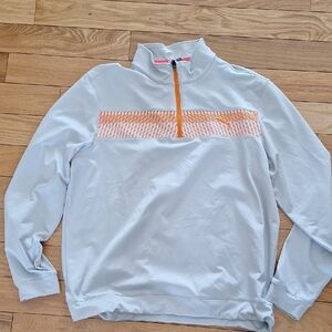 Puma Gray and Orange Men's Quarter Zip Sweatshirt